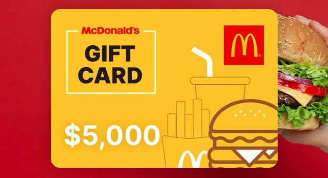 tarjeta regalo de 5000 dolares en mcdonald